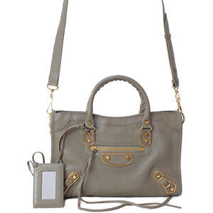 Balenciaga Metallic City Bag Tan Leather